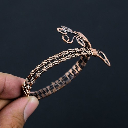 Braccialetto regolabile in filo di rame di design artigianale gioielli - Foto 2 di 4