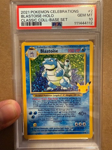 2021 POKEMON CELEBRATIONS CLASSIC COLLECTION #2 BLASTOISE-HOLO PSA 10