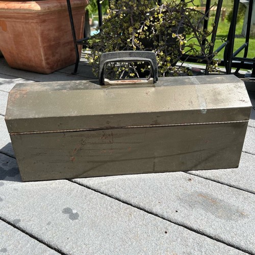 Union VTG Metal Tool Box Utility Chest & Inner Tray Rusty Gray 19x6” - Picture 11 of 20