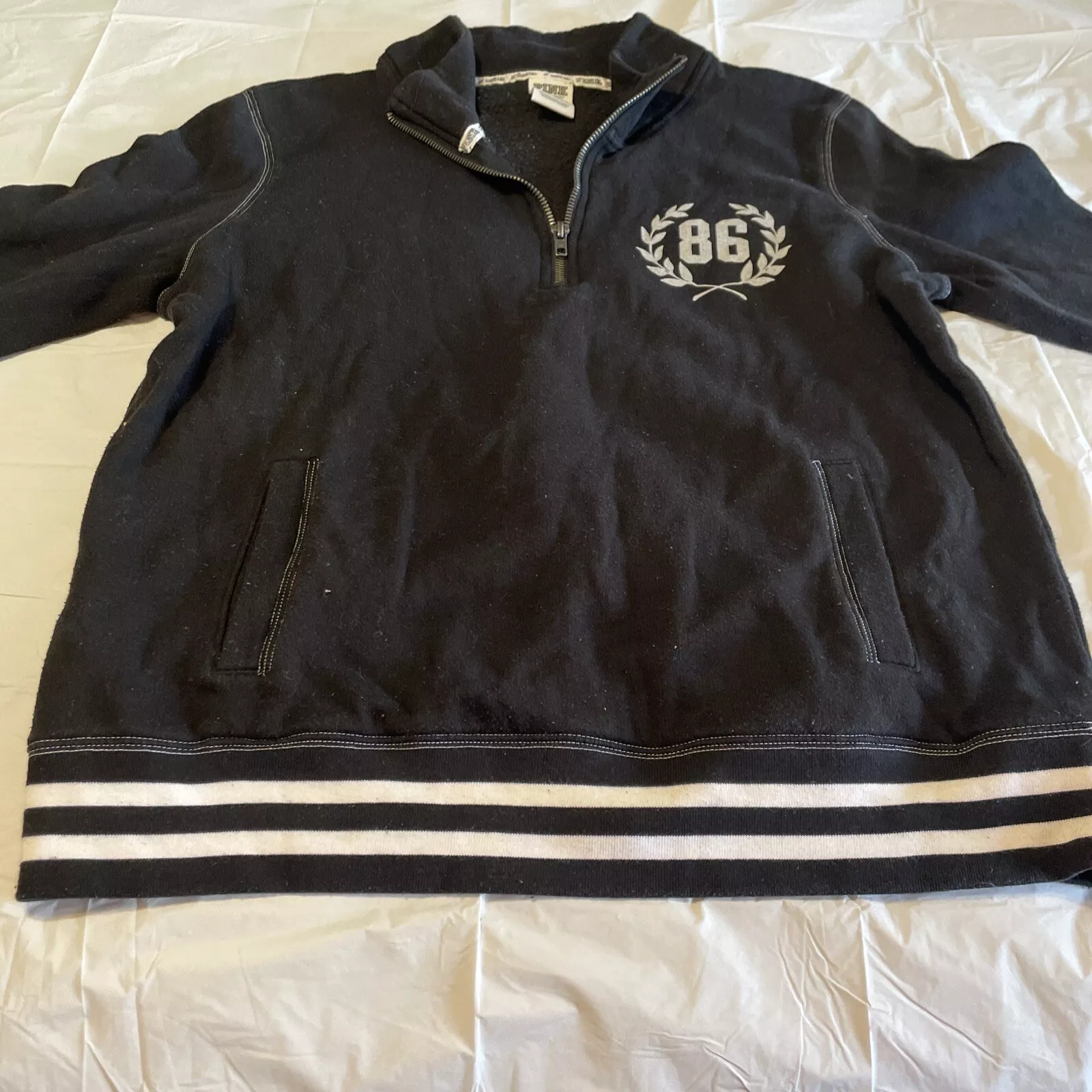 victoria-secret-vs vtg half zip pullover long sleeve white hoodie