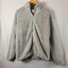 victoria's secret pink women fuzzy jacket gray xs full zip
