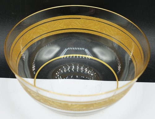 French Baccarat Acorn Crystal 22k Gold Band with Oak Leaves Fruit Bowls Set 6 - Picture 6 of 10