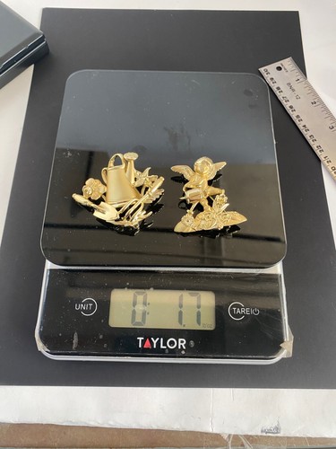 LOT of 2 Vintage AJC American Jewelry Company Gold pin brooch garden Cupid - Picture 6 of 6