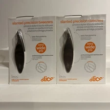 2X Slice 10452 Slanted Tweezer Extra Wide Grip Precision Hair and Eyebrow Tweeze