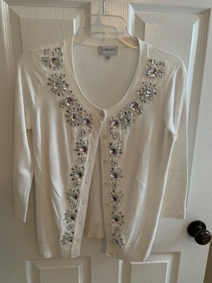 white embellished cardigan