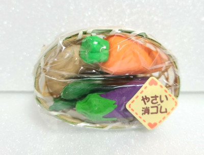 Retro Japan Vegetable Eraser With Basket Old Carrot Potato Eggplant Cucumber