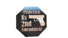 PROTECTED BY 2ND AMENDMENT  Metal Sign Home Protected Yard Art