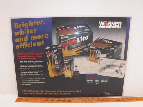 Vintage Cooper Automotive Wagner Lighting Halogen Gold 1996 Reference Poster - Picture 1 of 10