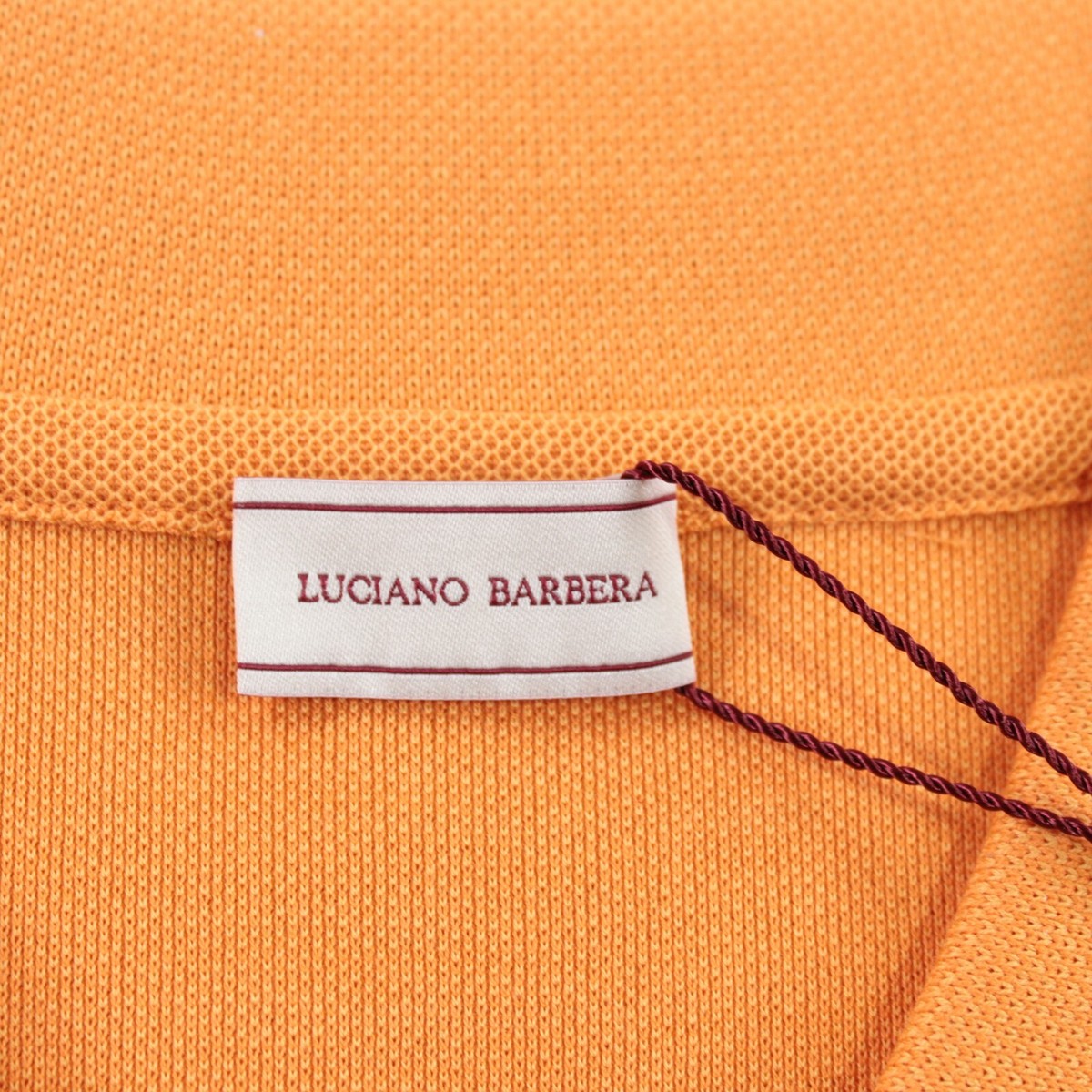 Luciano Barbera NWT Polo Shirt Size L In Solid Orange Pique Cotton