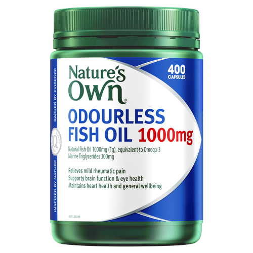 Nature's Own Odourless Fish Oil 1000mg 400 Capsules Omega-3 1g Natures Own - Bild 1 von 4