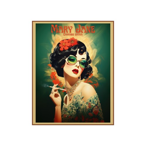 Marijuana Poster Retro Wall Art, Cannabis Dispensary Gift idea, Mary Jane print - Picture 9 of 13