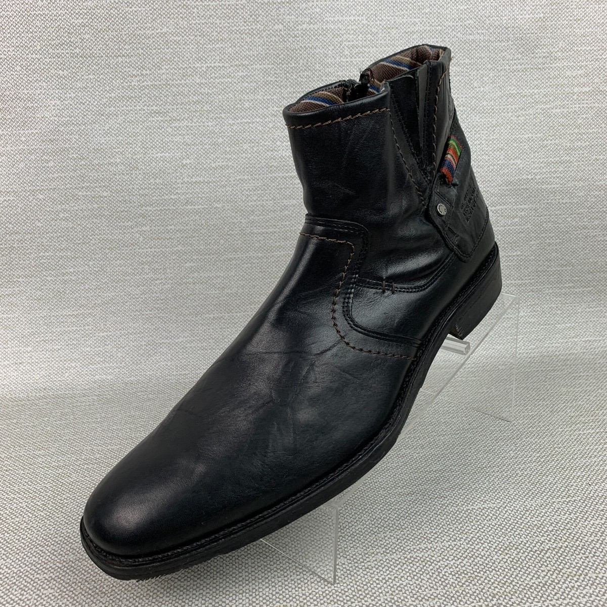 Steve Madden Kadesh Ankle Boots Black Leather Round Toe Block Heel