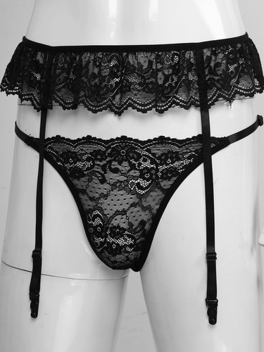 Juego de lencería de encaje Sissy para hombre con correas cami sujetador en la parte superior tanga travesti bragas - Imagen 63 de 100