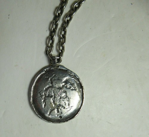 Rare Early Ed Levin Sterling Silver Modernist Pendant Necklace - Picture 8 of 10