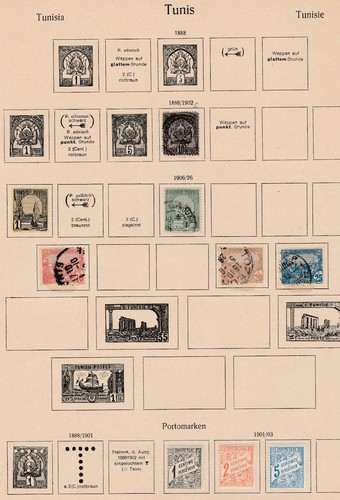 TUNISIA 1888-1926 on pages Inc BOB Used and mint hinged