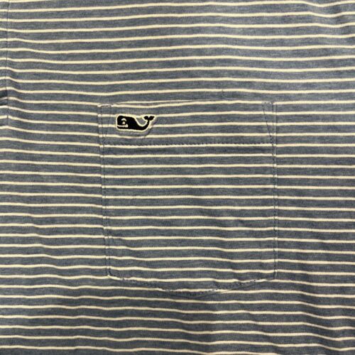 Vineyard Vines Edgartown Polo Mens Large L Blue White Striped Performance - Picture 3 of 9