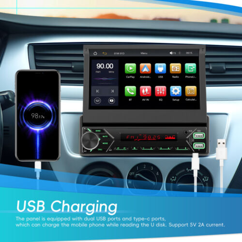 DAB+ 7" 1 DIN Elektrisch Flip Out Autoradio Apple Carplay Android Auto FM BT MP5 - Bild 15 von 21
