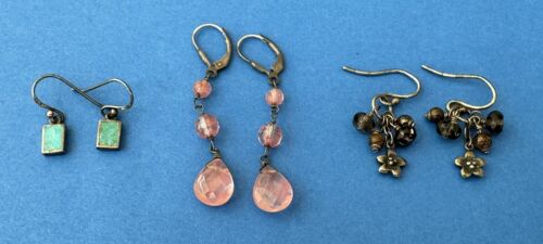 Vintage Antique Old Estate 925 Sterling Silver & Gem Dangle Earring Collection