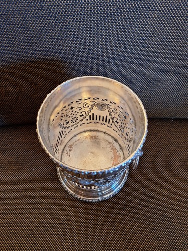 Sektkühler Champagnerkühler Metall versilbert Löwenköpfe durchbrochen 30er rar - Bild 4 von 6