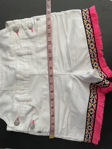 Jordache Girl's size L 10-12 white denim short embroidered boho hem &Jumps - Picture 12 of 21