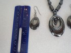 All HEMATITE Beaded PENDANT NECKLACE and Dangle Drop EARRING Set Magnet Clasp — photo 9