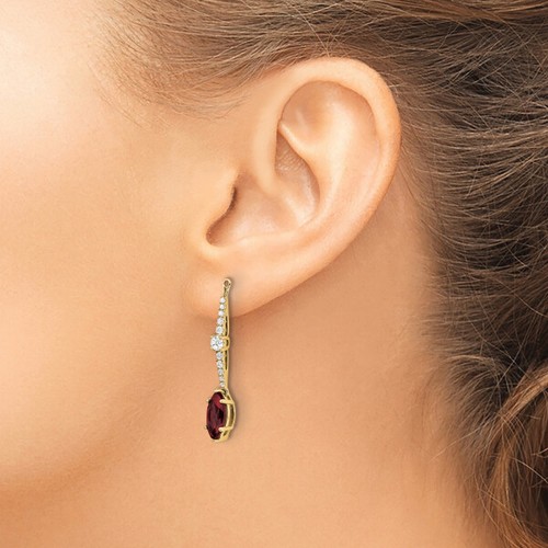 14K Yellow Gold Lab Grown Created Diamond Red Ruby Earring Jackets for Studs - Picture 3 of 6