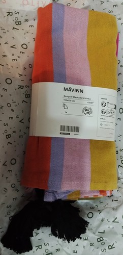 IKEA Mavinn throw BN striped fair trade handmade 110 x 170 cm blanket cotton new - Picture 2 of 5