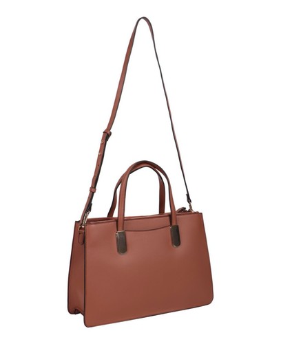 Nuevo Bolso Cartera Para Mujer Alfani Multi Cremallera Marrón Coñac - Imagen 4 de 4