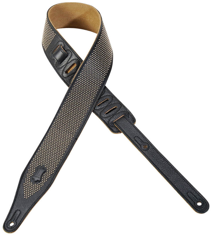 Levy's MG17NH1-BLK 2 1 2 Garment Leather Guitar Bass Strap w Nail Head Pattern Levy's MG17NH1-BLK 2 1 2 Garment Leather Guitar Bass Strap w Nail Head Pattern
