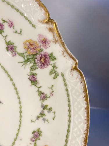 Antique Limoges B & H France 13 inch Serving Platter Delicate Roses Age Unknown - Picture 7 of 12