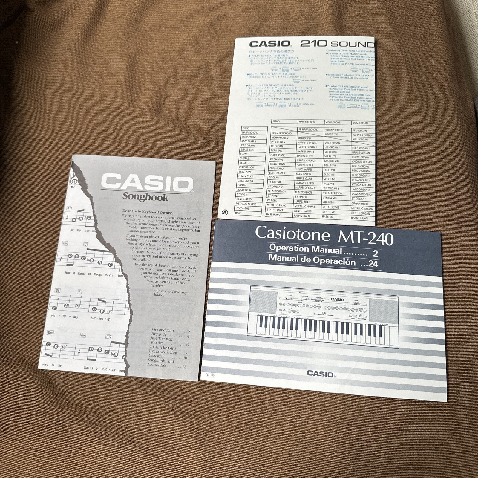 Casiotone MT 240 Vtg keyboard Operation Manual only English Spanish