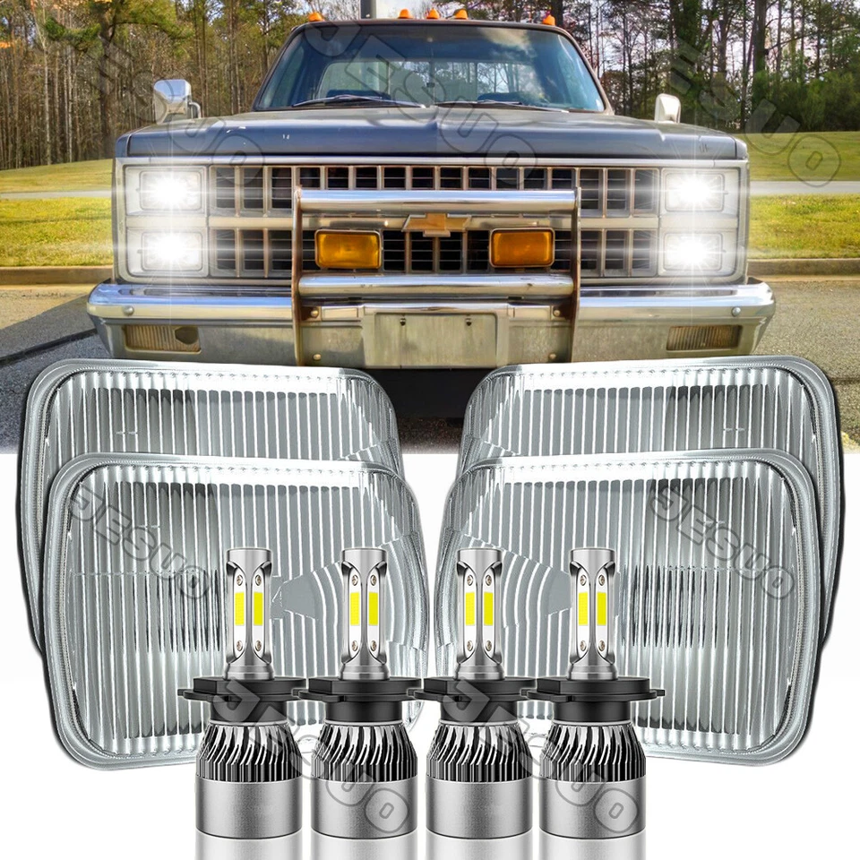4PC 4x6" Inch LED Headlight For Chevrolet V10 V20 V30 R10 R20 Suburban 1987 1988 Foto 2 de 4