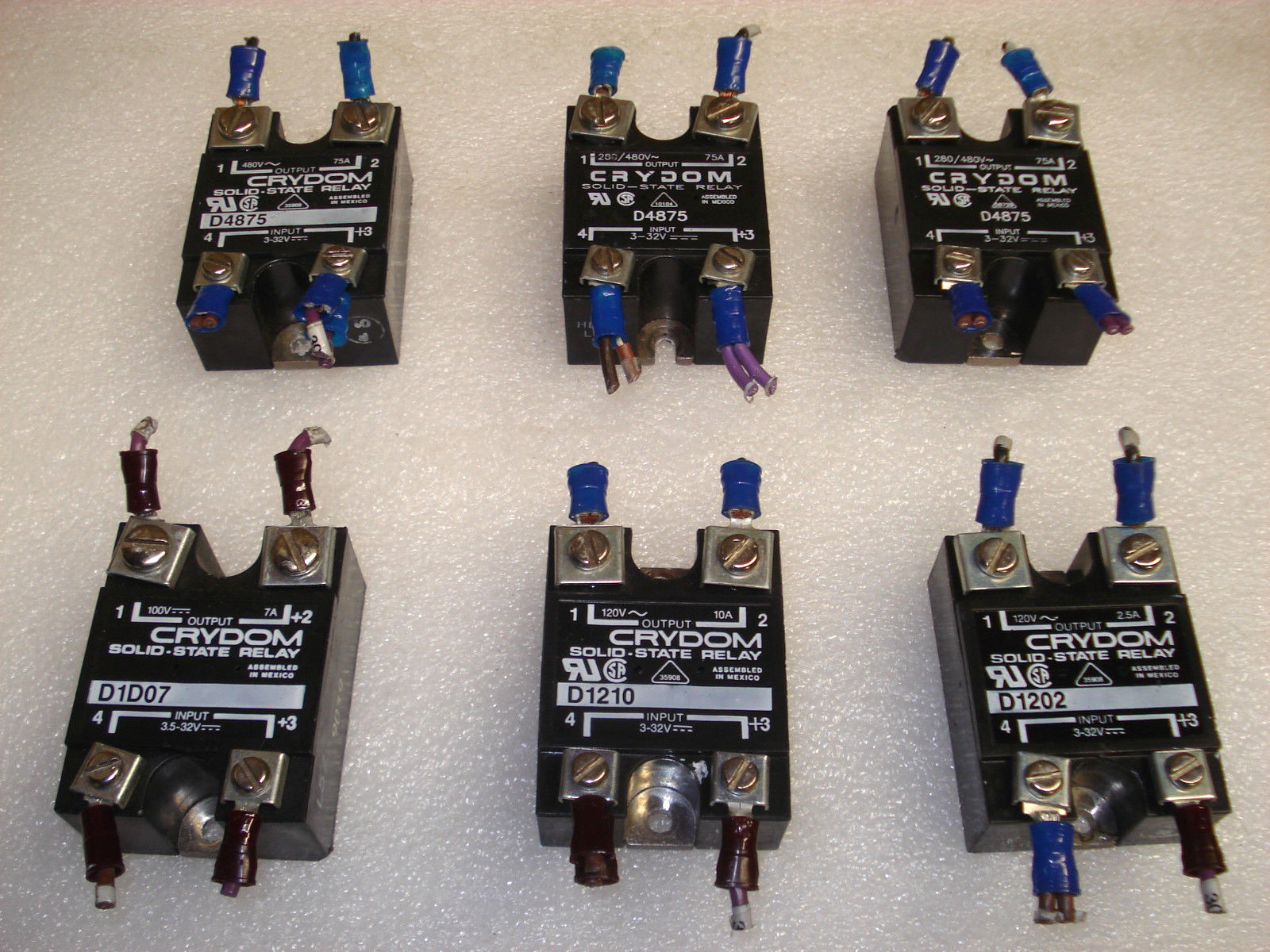Lot of 6 CRYDOM D4875 D1D07 D1210 D1202 SOLIDSTATE RELAY