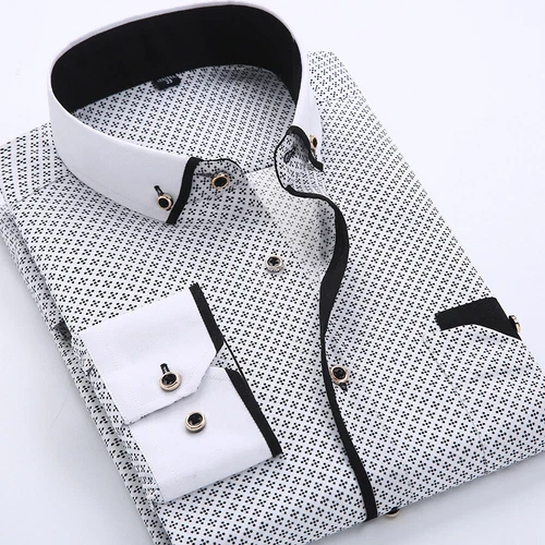 Camisas de vestir para hombre mangas largas formales negocios ajustadas sin puntos de hierro camisas informales - Imagen 4 de 16