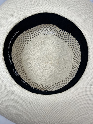 Vintage Montecristi Panama Hat Handmade Fine Woven Paja Toquilla Straw Ecuador - Picture 9 of 9