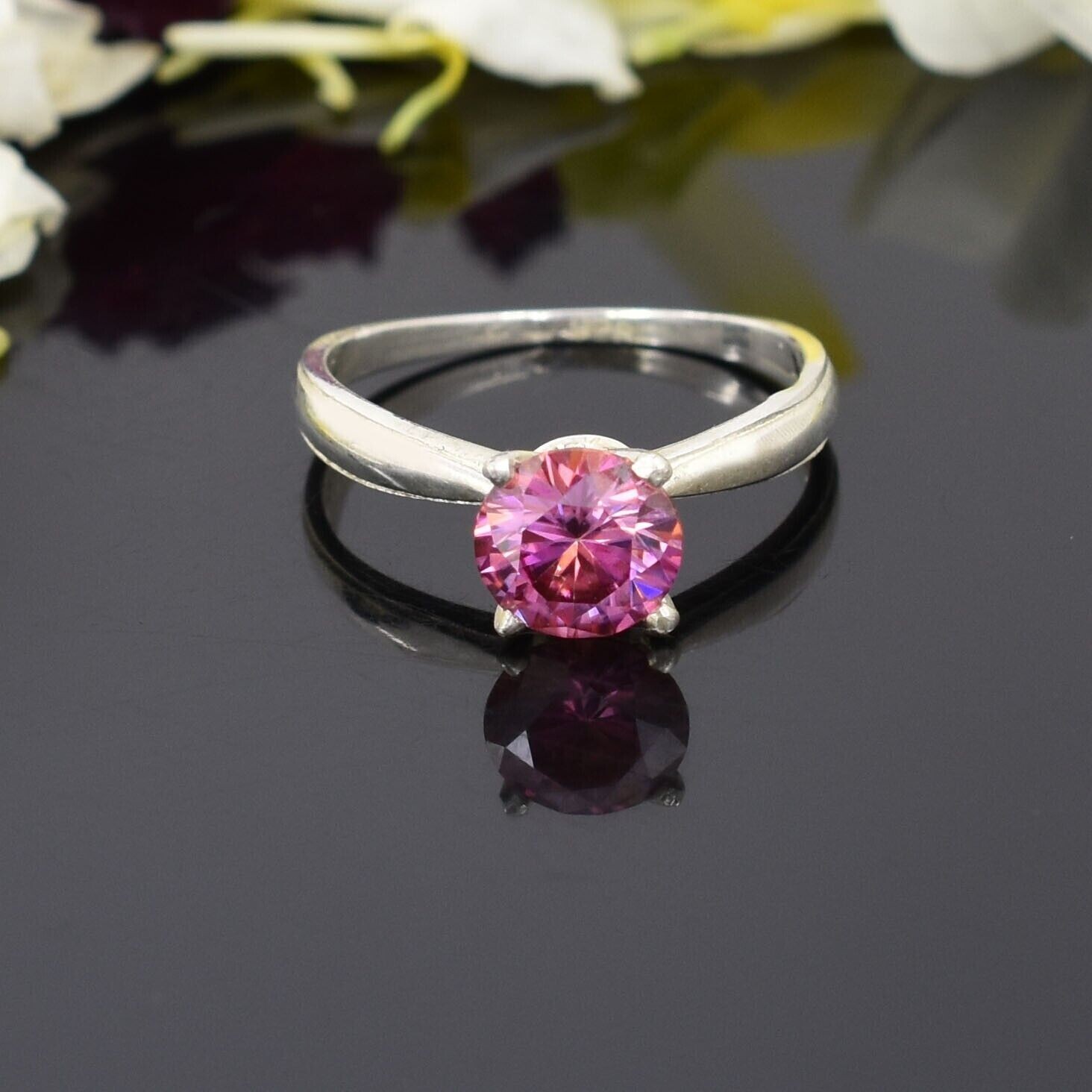 Certified 1.30ct Natural Round VVS1 Pink Diamond 950 Platinum Ring For Women