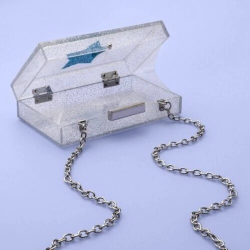 Bolso Bandolera More Than Magic Girls Acrílico Transparente Plateado Brillo Azul Estrella Foto 2 de 4