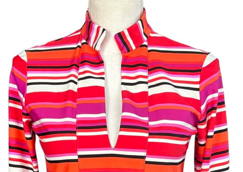 Jude Connally Tunika Top Gr. XS rosa orange Streifen V-Ausschnitt Sommer Kreuzfahrt Urlaub - Bild 5 von 10