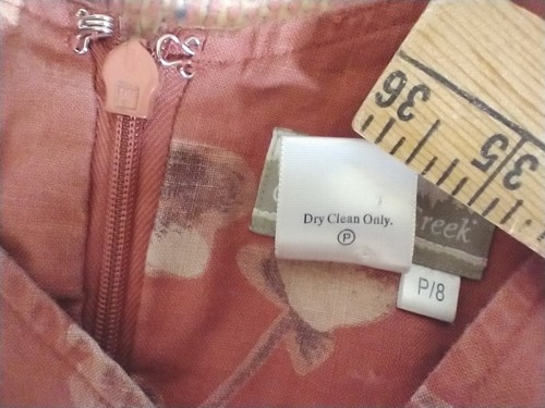 Coldwater Creek Leinenkleid Etuikleid Damen 8P gefüttert Reißverschluss hinten terrakotta geblümt - Bild 7 von 12