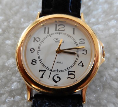 Vintage Ladies Timex Watch with black leather band /new  display picture 1