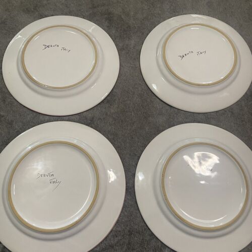 Set of 4 Christmas Santa Plates 11" Italian Pottery Deruta, Italy Excellent Cond - Picture 2 of 9