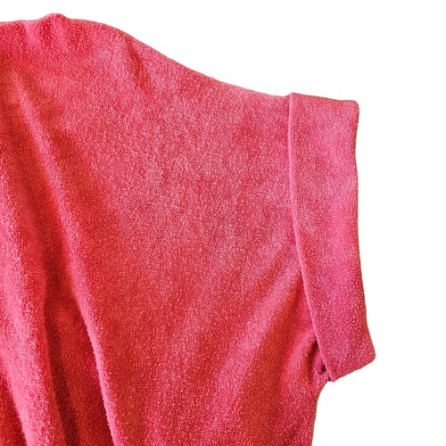 Vintage Womens 70s L XL Sears Terry Cloth Towel Surf Beach Mod Hippy Shirt Pink - Picture 3 of 9