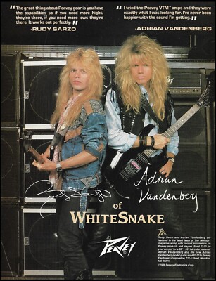 Whitesnake Adrian Vandenberg Rudy Sarzo 1988 Peavey VTM amps advertisement print