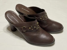 NWOT Naturalizer Comfort Heels Womens 11M Clog Mule Pump Brown Leather 708P39