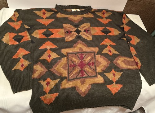 Vintage 1980’s Marshall Field’s Field Gear Colorful Chunky Knit Sweater Medium