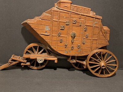 Vintage Burwood Products Wagon Design Clock Non-Working for Parts/Repair