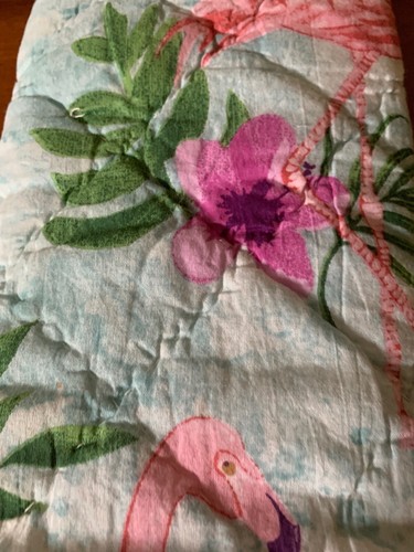 Pier 1 Flamingo Sham Aqua Hibiscus Pink Flamingos King or Standard Tropical - Picture 3 of 9