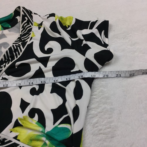 Alfani Wrap Sheath Dress Size M Womans Black White Floral Short Sleeve Beaded - Picture 6 of 14