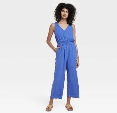 Universal Thread Sleeveless V-neck Jumpsuit with Pockets size XXL - Blue - NEW