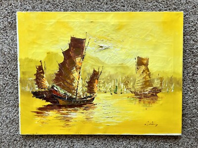 Stunning Mid Century Modern Repro Painting by F. Sing